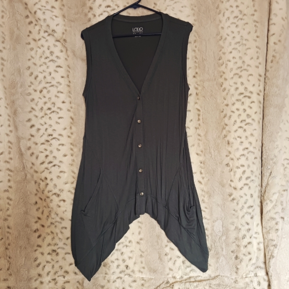 LOGO Lori Goldstein Button Front Vest